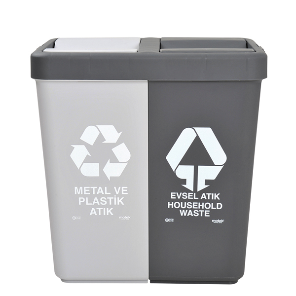 RECYCLING WASTE BASKET - METAL & PLASTIC & HOUSEHOLD_